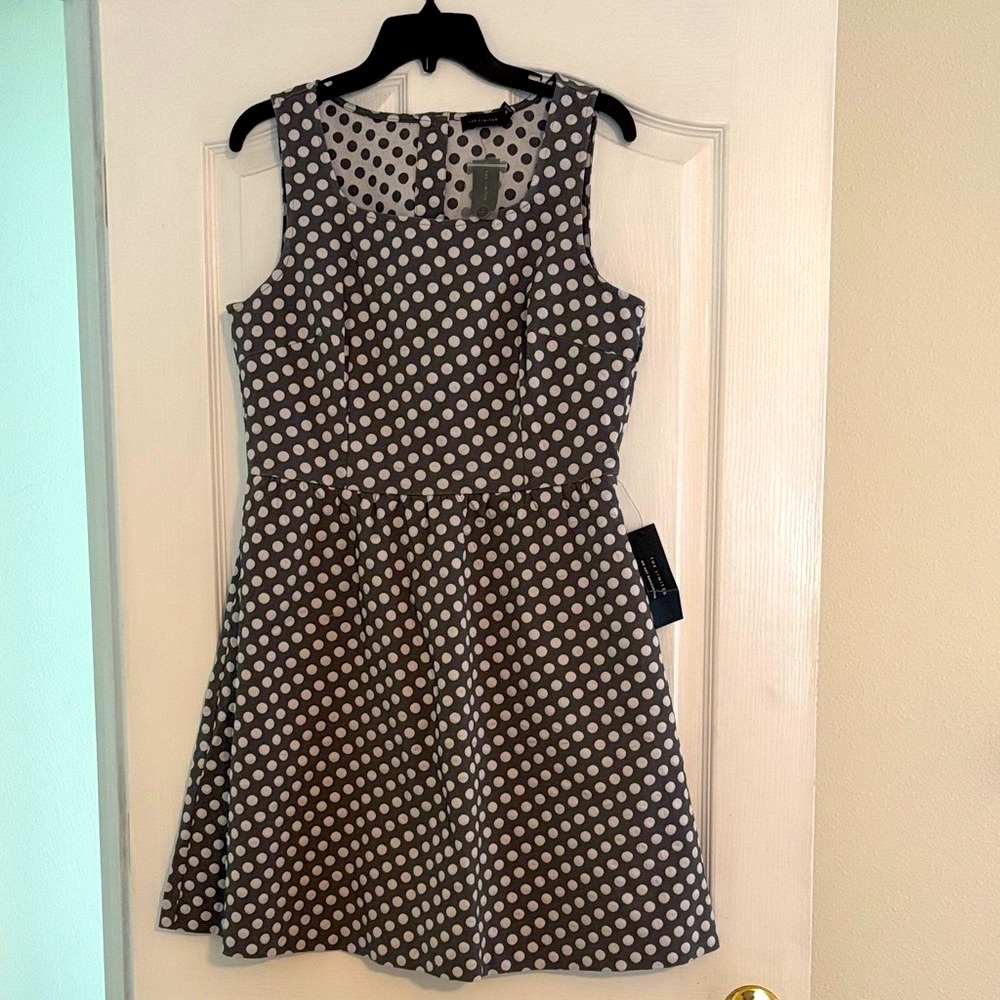 The Limited Gray and White Polka Dot Mini Dress